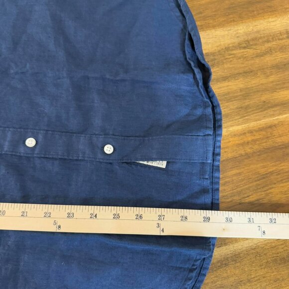 NWT J.Crew Baird McNutt Irish Linen Long Sleeve Button Down Medium navy Blue - Picture 6 of 6